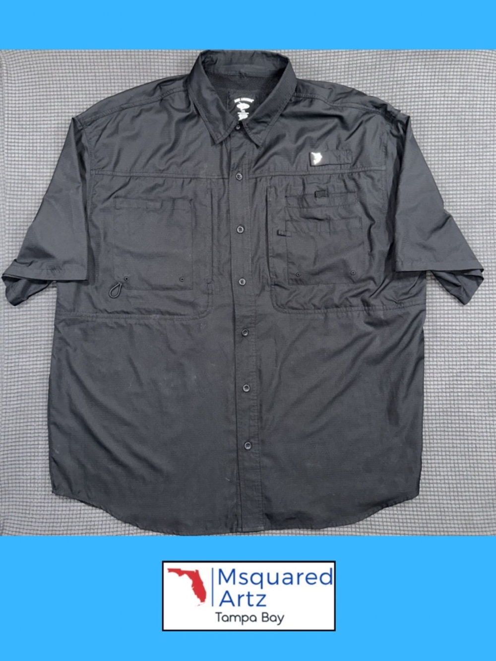Reel Legends Black Fishing Shirt XXL Short Sleeve Vented Outdoor Performance